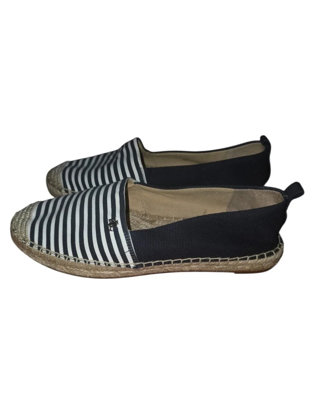 Ralph Lauren Cameryn Nautical Stripe Espadrille Canvas Flat Loafers Navy White 7